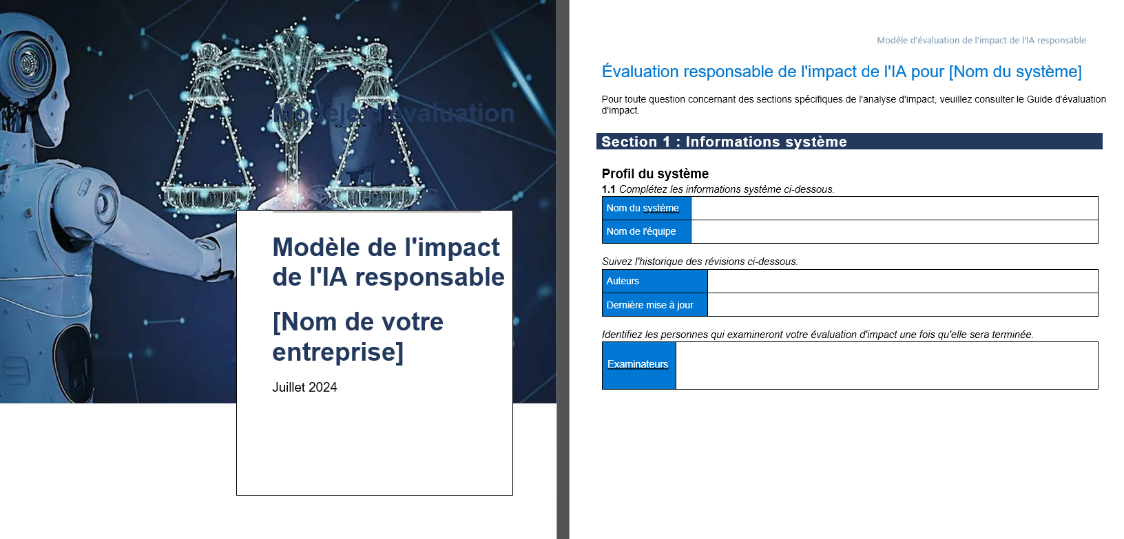 modèle de document intelligence artificielle responsable